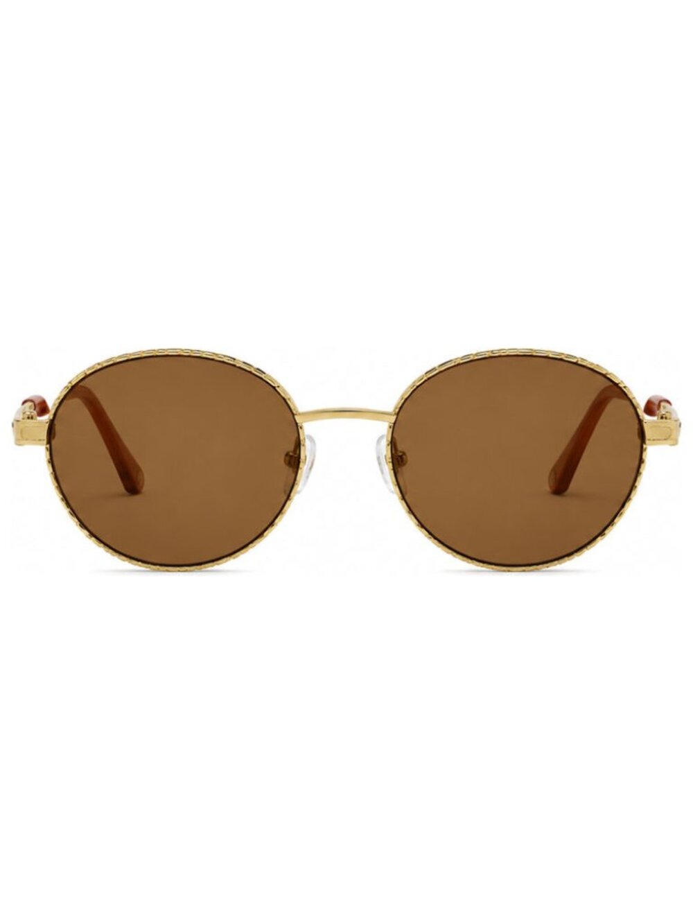 BCBG BLKBG3049CE-708 Women's Shiny Gold Round Frame / Brown Lenses Sunglasses